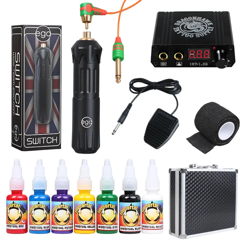 Cung Cấp Điện Mini Tattoo Kit Máy Quay Kit 1 Súng