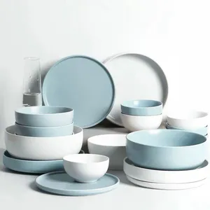 Service de table de couleur unie, vaisselle de haute qualité service de table en porcelaine pour restaurant, 5 pièces