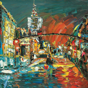 Lienzo <span class=keywords><strong>de</strong></span> paisaje urbano con textura <span class=keywords><strong>de</strong></span> cuchillo, pintura al óleo moderna para pared hecha a mano para decoración <span class=keywords><strong>de</strong></span> sala <span class=keywords><strong>de</strong></span> estar, hotel y cafetería - Product Image 3
