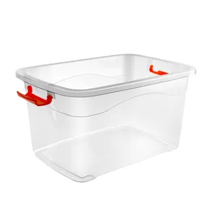 Hi Aumento Heavy Duty Spazzatura Tilt Wheelie Bin Stoccaggio Hi Aumento 66 Quart Pieghevole di Plastica Trasparente di Stoccaggio Bin Scatola con bloccare il Commercio All'ingrosso