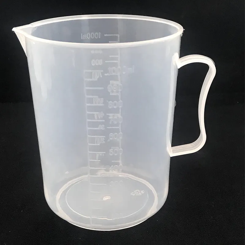 Логотип печати прозрачный пластиковый мерный стакан 250 мл, PP Мерный стакан с ручкой и залить носик для пудра Жидкость
