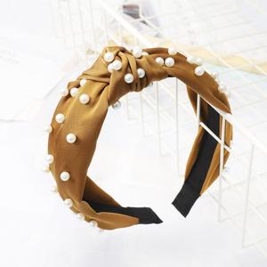 LRTOU Wholesale Korea Fashion Womens Hair Accessories Head Band Custom Women Fabric Tie Knot Pearl <strong>Plastic</strong> <strong>Headband</strong> for Girls - Product Image 4