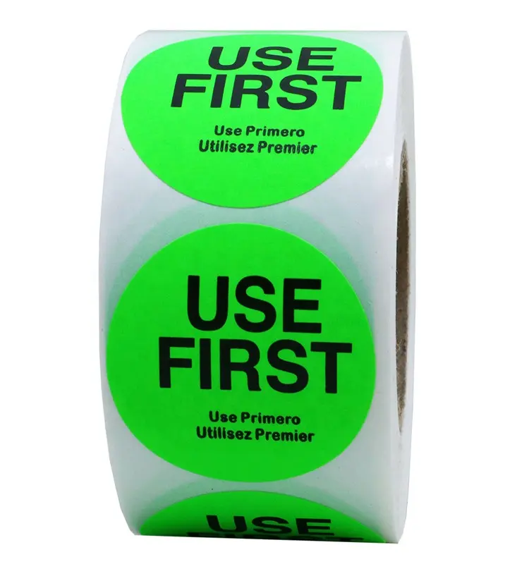 Hybsk Fluorescence"USE First" Stickers Restaurant Food Service FIFO Label 1.5 Inch Total 500 Labels Per Roll