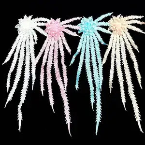 1 pair applique lace fine angel wing white sewing beaded flower applique