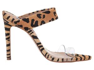 Sandali mulo in PVC trasparente per donna con tacco alto e Zebra a punta di cavallo - Product Image 2