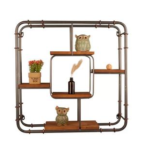 Étagère murale créative en bois et métal de style loft rustique, organisateur de rangement en forme d'échelle, décoration florale, étagère flottante en bois pour la chambre à coucher, la cuisine - Product Image 4