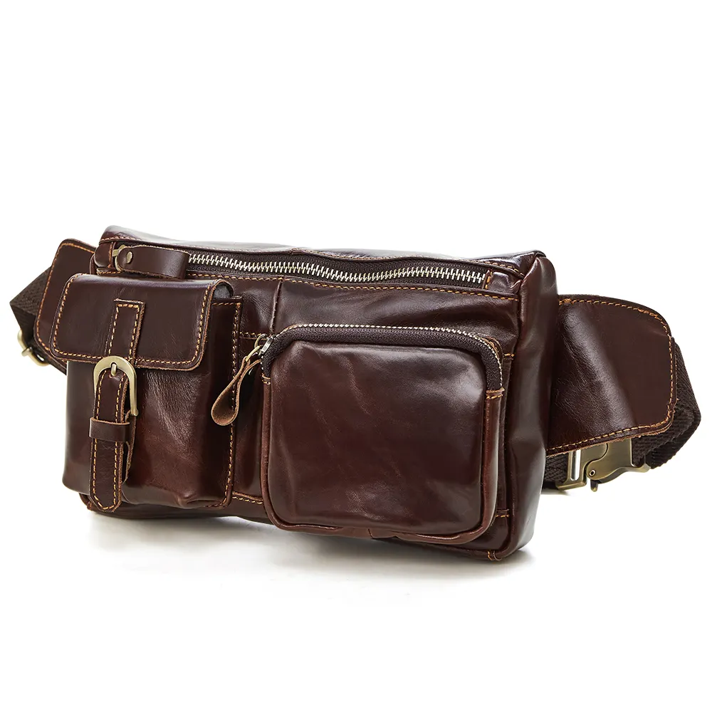 High End Designer Custom Travelling Trendy Mens Oem Vintage Leather Purse Fanny Pack Men Waist Bag For Men