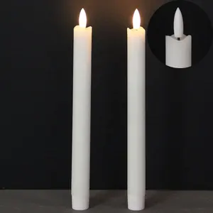 Home decoration white real wax wave edge battery operated electric flickering remote 3D Real Flame led flameless taper candles