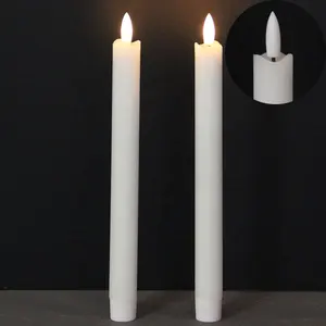 Home Decoration White Real Wax Wave Edge Battery Operated Electric Flickering Remote Control Led Flameless <strong>Taper</strong> <strong>Candles</strong> - Product Image 1