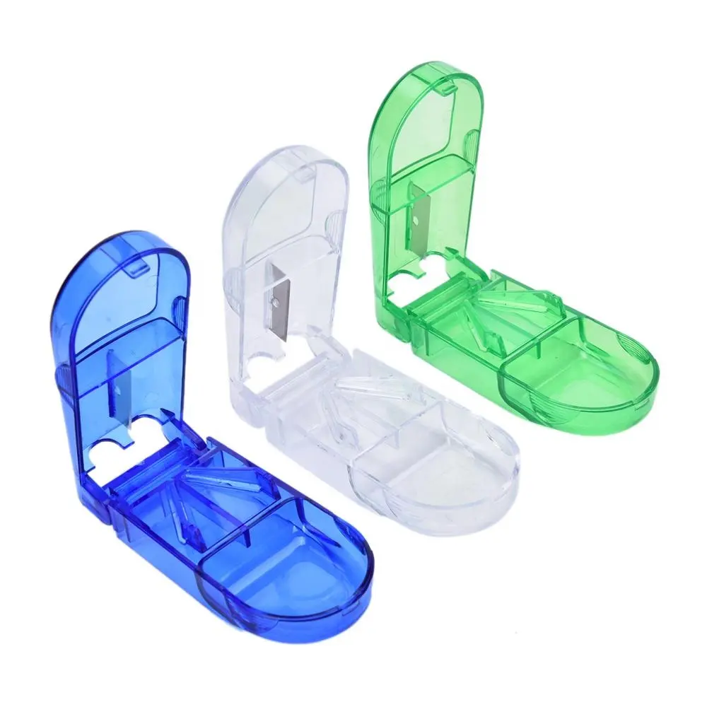 Mini Portable Pill Cutter Box Pill Splitter Case/Medicine Box Storage Pills