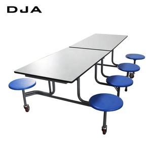 Okul kantin katlanır yemek masası toz kaplanmış Metal katlanır mobilya Modern su geçirmez cep 8 koltuk okul mobilyaları - Product Image 4