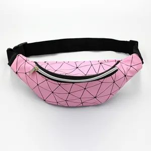Hot Sale Geometric Waist Bag Fanny Pack Ladies Pink Running Belt Wholesale Crossbody Cell Phone Bag for Women