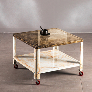 Sala mesas muebles de ocio pequeño sofá <span class=keywords><strong>mesa</strong></span> <span class=keywords><strong>lateral</strong></span> con rueda cuadrada moderna <span class=keywords><strong>mesa</strong></span> de centro de mármol - Product Image 1