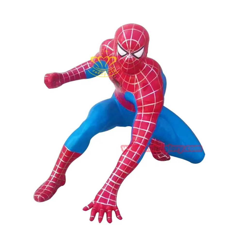 Figura de acción de fibra de vidrio, producto de adornos para parque de atracciones, estatua de Spider-Man