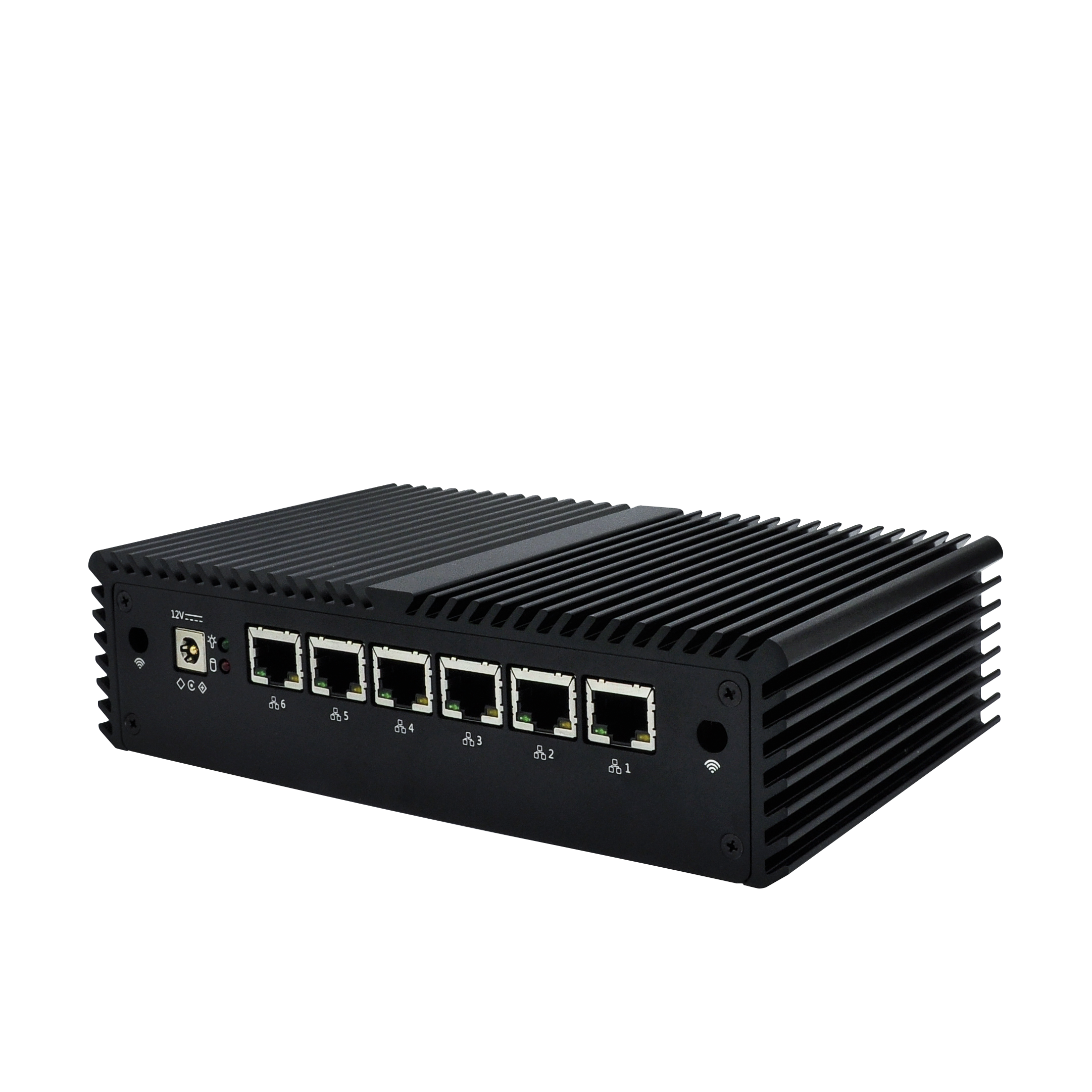 Industriel portatif 6 * Intel Rj-45 Ports Gigabit Lan Fanless Client Léger Linux Intel Mini PC Avec 4 * USB