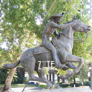 Yaşam boyutu bahçe sanat metal zanaat kovboy bronz heykel heykeli