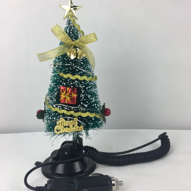 Xmas Tree Car Decorations Dense White Warm Pink Blue Green Artificial Mini Indoor Pre-点灯Led Light Ornament Christmas Car Tree