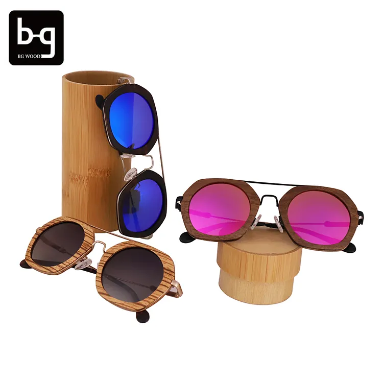 bulk buy hexagon italian design ce wood sunglasses free MOQ custom logo 2024