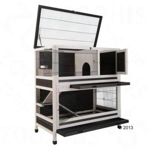 Cage en bois pour animaux domestiques, 4 pièces, 2 étages, <span class=keywords><strong>maison</strong></span> pour <span class=keywords><strong>lapin</strong></span> - Product Image 3