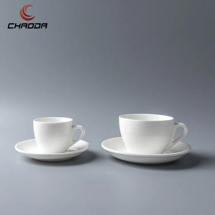 75/80/200ml White porcelain tableware Plain White Coffee Cups And Saucers Porcelain Tea Cup Set Ceramic Coffee Cup With Saucer