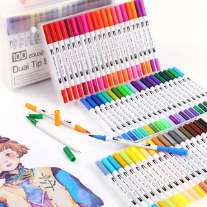 100 Warna Lembut Set Garis Kait Komik, Pena Doodle Ditarik Tangan Cat Air, Pena Kuas Dapat Dicuci, Spidol Seni Khusus - Product Image 2
