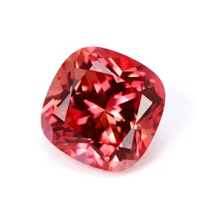 Padparadscha color corundum loose synthetic gemstones cushion cut corundum