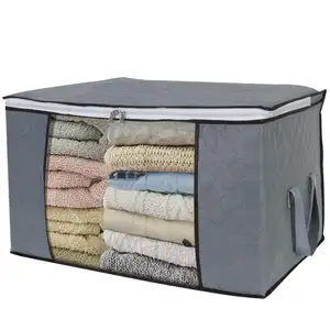 접이식 언더 침대 보관 가방 침구, 퀼트, 담요, 베개, 의류, 땀을위한 투명 창 패브릭 주최자