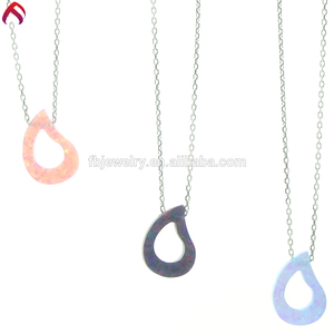 Más bajo de <span class=keywords><strong>la</strong></span> plata esterlina 925 de <span class=keywords><strong>la</strong></span> gota de agua creado opal collar de joyas de piedras preciosas - Product Image 1