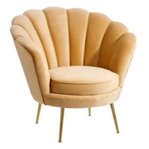 Poltrona Moderna Decorativa in Tessuto <span class=keywords><strong>Giallo</strong></span> per Soggiorno, <span class=keywords><strong>Divano</strong></span> Singolo Sagomato in Velluto - Product Image 1