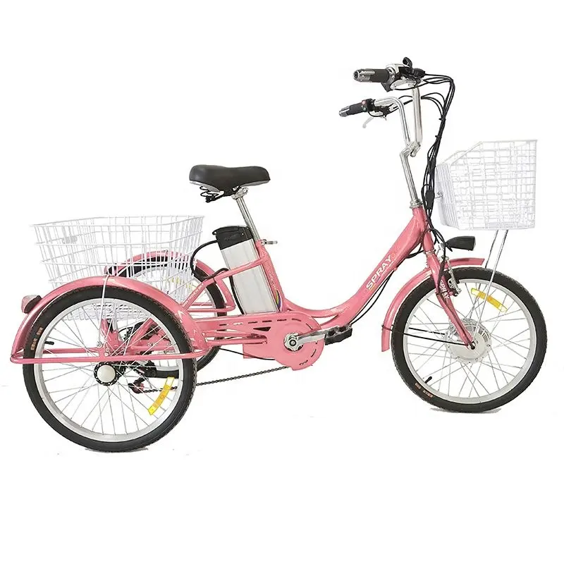 새로운 모델 20 24 26 성인 세발 자전거 핑크 색상/최고의 가격 성인 세발 자전거 판매/스틸 프레임 6 속도 성인 전기 세발 자전거