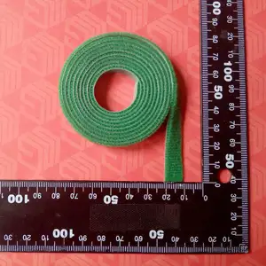 Self Gripping Hook And Loop Reusable Strap Green 3/8" 10mm Back To Back Double Sided Micro Hook And Loop Cable Organizer