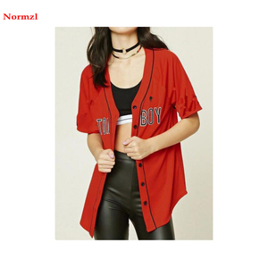 ピンク女性ポロシャツ野球ジャージ良い評判特大野球シャツ - Product Image 1