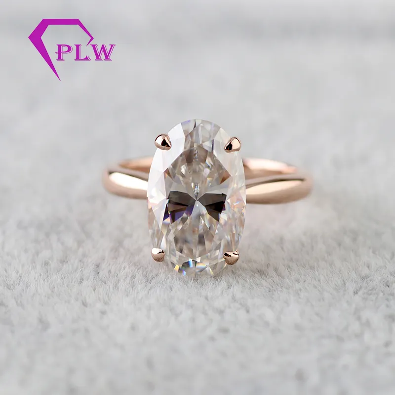 Provence Moissanite Gold Ring18K Real Gold 8*10mm Oval Cut Synthetic Moissanite Diamond Rose Gold Ring