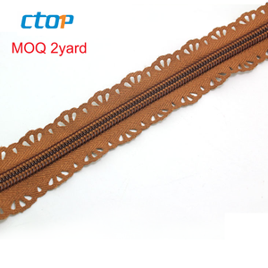5 # design écologique à extrémité ouverte zip marron double face en nylon fermeture à glissière en dentelle - Product Image 2