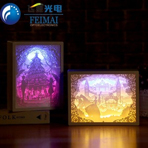 Festival 3D Lumière Ombre Papier Sculpture <span class=keywords><strong>Lampe</strong></span> <span class=keywords><strong>De</strong></span> <span class=keywords><strong>Chevet</strong></span> Cadre <span class=keywords><strong>Photo</strong></span> Veilleuse - Product Image 1