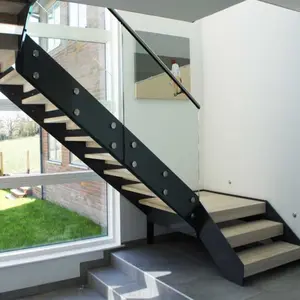 Stair Case Design Used Indoor Steel Glass Straight Staircase For Small Spaces