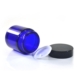 Envases de cosméticos embalaje 15g 30g 50g ámbar negro verde azul claro tarro de crema de vidrio negro de aluminio tapa - Product Image 5