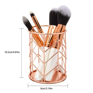 Portapenne per trucco di vendita caldo portapenne da scrivania in filo metallico portamatite in <span class=keywords><strong>oro</strong></span> rosa - Product Image 6