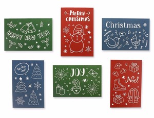 Cartes De Voeux de noël En Vrac Boîte Ensemble-Assorties Hiver Vacances De Noël Cartes De Voeux dans 6 Illustré Doodle Dessins - Product Image 2