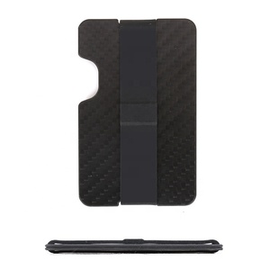 De fibra de carbono Slim cartera RFID bloqueo cartera titular de la <span class=keywords><strong>tarjeta</strong></span> con correa elástica fijo - Product Image 2