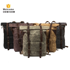 Bajo MOQ <span class=keywords><strong>camping</strong></span> impermeable senderismo viajes portátil mochila de los hombres al por mayor negro morral de la lona - Product Image 6