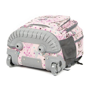 18 Inch Luggage Wheeled Rolling <strong>Girls</strong> <strong>Backpack</strong> with Lunch Bag