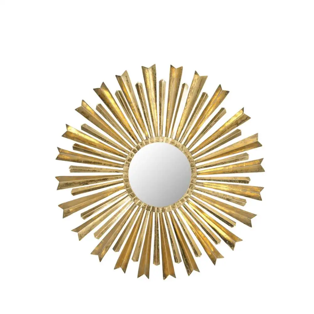 Arrows design antique gold polished round wall mirror