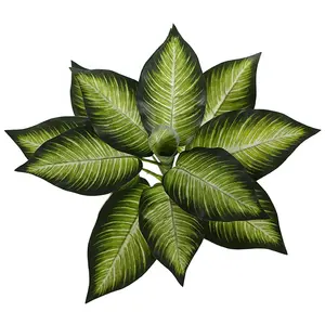 Decoración de hojas paquetes falso arbustos tropicales hojas verdes tallos evergreen decoración de fiesta nuevo diseño flores artificiales