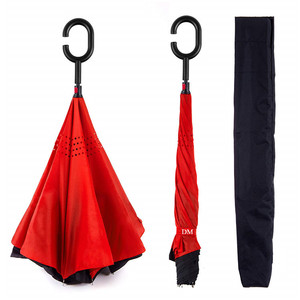 Stock Personnalisé Double Couche À <span class=keywords><strong>L</strong></span>'envers C Forme Poignée inversée Parapluie Inversé avec logo imprimé - Product Image 4