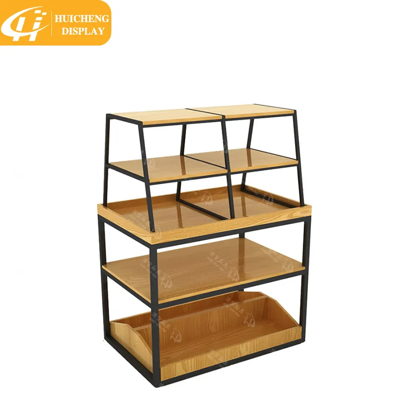 Customized supermarket stand wood cosmetic display shelf beauty products retail store display rack