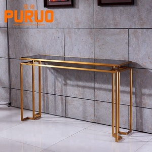 PURUO European Simple Design <strong>Black</strong> Glass Marble Top <strong>Console</strong> <strong>Table</strong> Modern Stainless Steel Frame Home Hotel Furnture Hallway <strong>Table</strong> - Product Image 1