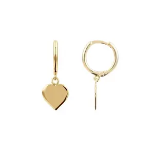 Bling high polish simple cute lovely dangle heart charm hoop earring for lover fashion women jewelry