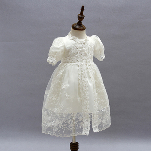 Robe de baptême pour petites filles, tenue deux pièces avec chapeau, en dentelle, brodée, robes de baptême, vente en gros, nouvelle collection - Product Image 6