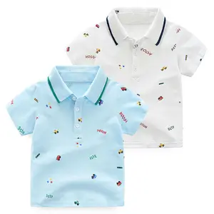 Camiseta de manga corta de dos colores para niños, Polo de moda, 2T-6, ropa para niños, camisetas de cuello de tortuga para Primavera/Verano